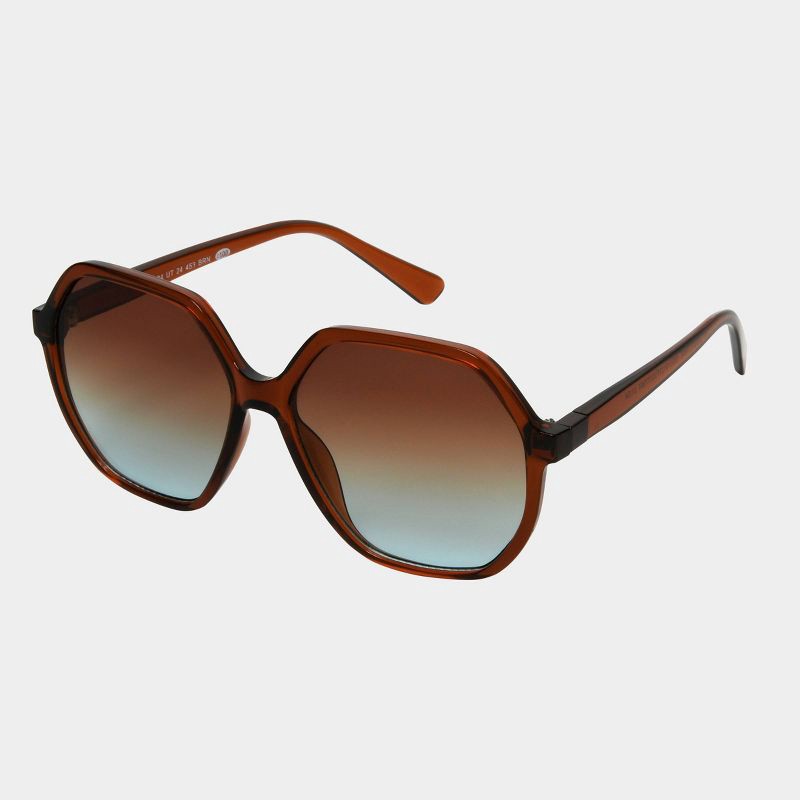 slide 2 of 2, Women's Plastic Round Sunglasses - Universal Thread™ Brown: Maximum UV Protection, Polycarbonate Lenses, Medium Fit, 1 ct
