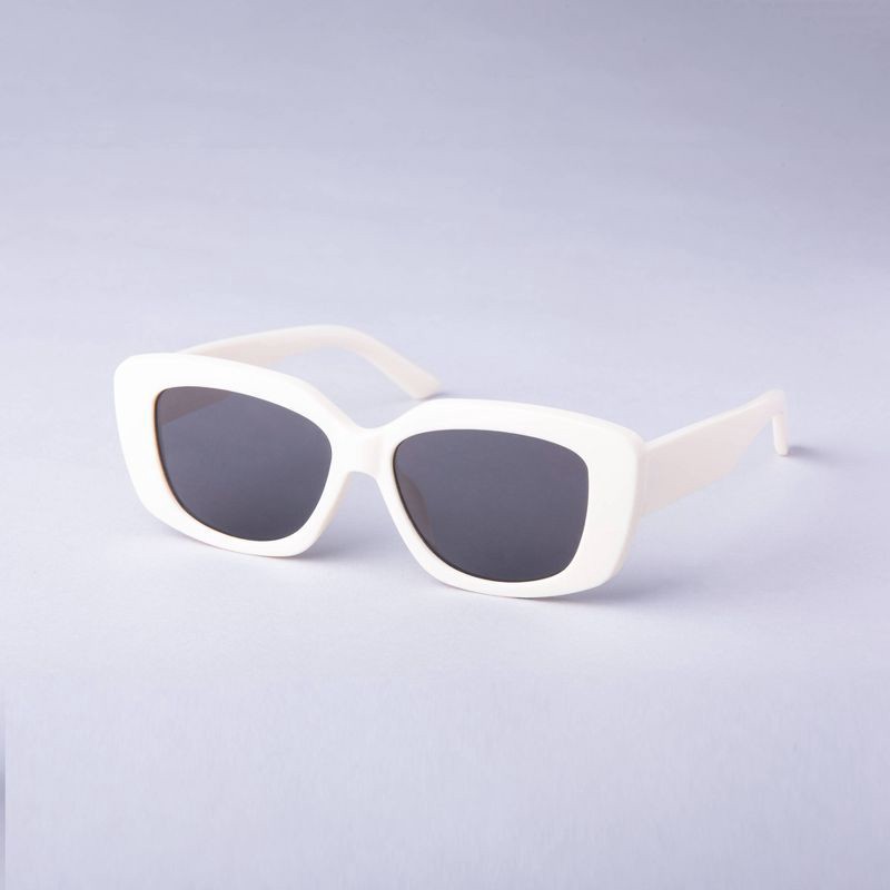 slide 2 of 2, Women's Rounded Cateye Rectangle Sunglasses - A New Day™ Ivory, 1 ct