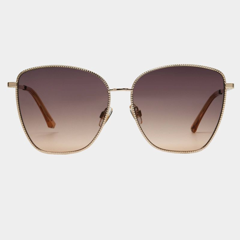 slide 1 of 2, Women's Metal Cateye Sunglasses with Gradient Lenses - Universal Thread™ Gold: UV Protection, Polycarbonate Lens, 1 ct