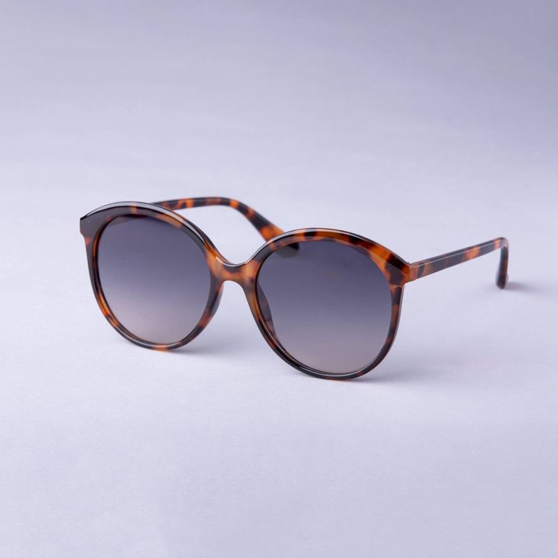 slide 2 of 2, Women's Oversized Round Tortoise Shell Sunglasses - A New Day™ Brown: UV Protection, Recycled Plastic Frame, 1 ct