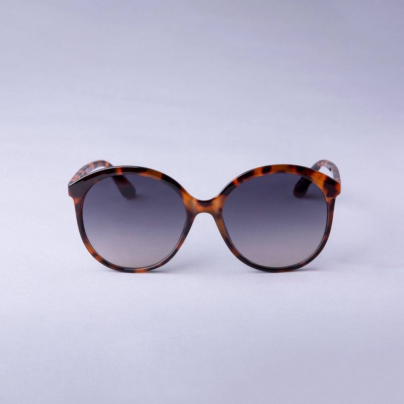 slide 1 of 2, Women's Oversized Round Tortoise Shell Sunglasses - A New Day™ Brown: UV Protection, Recycled Plastic Frame, 1 ct