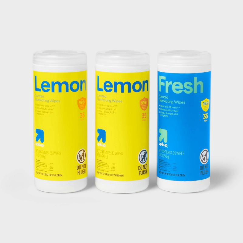 slide 4 of 4, Lemon and Fresh All Purpose Disinfecting Wipes - 35ct/3pk - up&up™, 35 ct, 3 ct