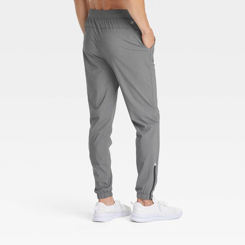 slide 2 of 3, Men's Lightweight Tricot Jogger Pants - All In Motion™ Heathereded Black L: Zippered Pocket, 1 ct