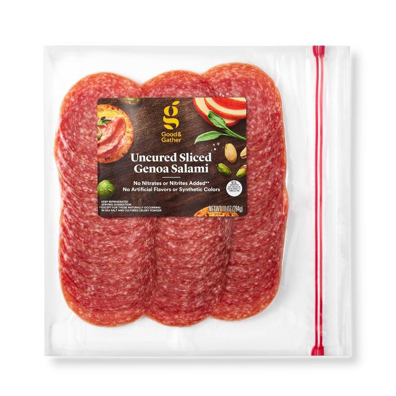 slide 1 of 3, Sliced Uncured Genoa Salami - 10oz - Good & Gather™, 10 oz