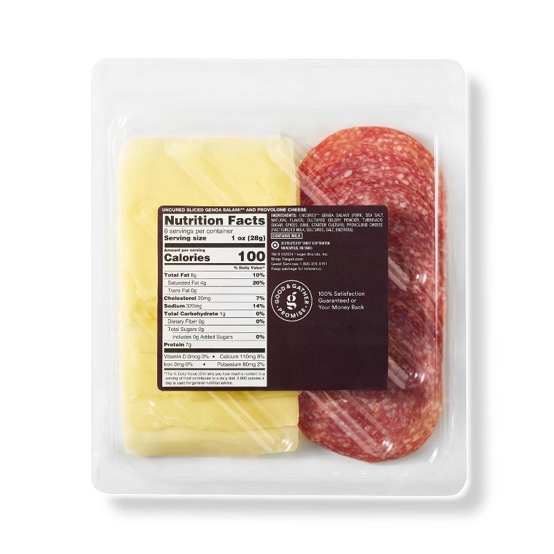 slide 2 of 4, Uncured Genoa Salami and Provolone Cheese Tray - 6oz - Good & Gather™, 6 oz