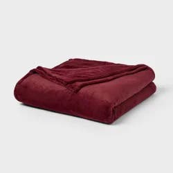 Full/Queen Super Soft Ultra Plush Blanket Maroon - Threshold™