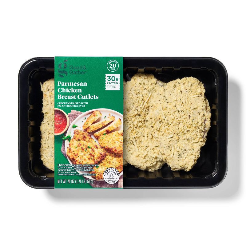 slide 1 of 7, No Antibiotics Ever Fresh Parmesan Chicken Breast Cutlets - 20oz/4ct - Good & Gather™, 20 oz; 4 ct