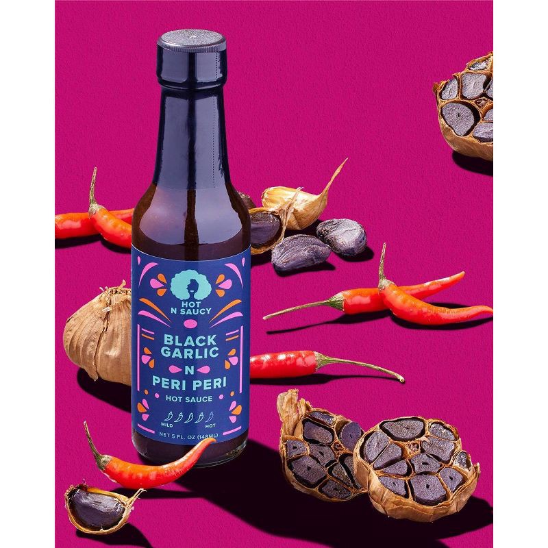 slide 2 of 5, Hot N Saucy Black Garlic N Peri Peri Hot Sauce - 5oz, 5 oz