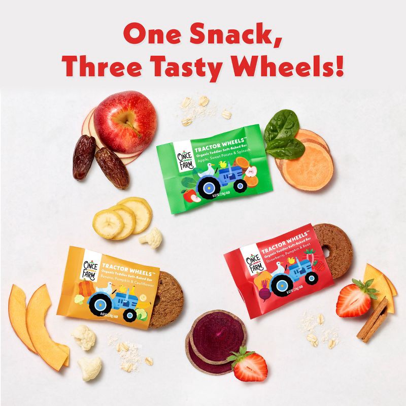 slide 8 of 10, Once Upon a Farm Tractor Wheels Strawberry Pumpkin & Beet Baby Food - 3.35oz, 3.35 oz