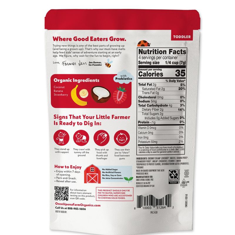 slide 2 of 9, Once Upon a Farm Coconut Melts Strawberry Banana Baby Snacks - 1oz, 1 oz