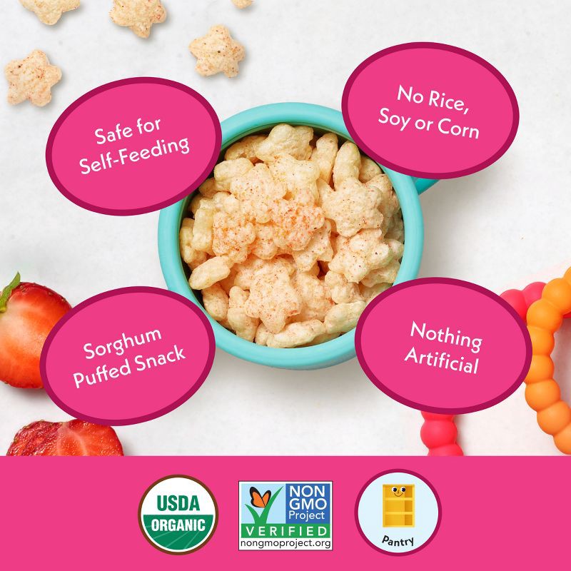 slide 5 of 10, Once Upon a Farm Fruit and Veggie Puffs Strawberry Sweet Potato & Coconut Baby Snacks - 1.5oz, 1.5 oz