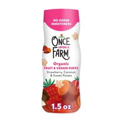 Once Upon a Farm Fruit and Veggie Puffs Strawberry Sweet Potato & Coconut Baby Snacks - 1.5oz