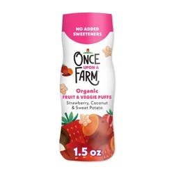 Once Upon a Farm Fruit and Veggie Puffs Strawberry Sweet Potato & Coconut Baby Snacks - 1.5oz