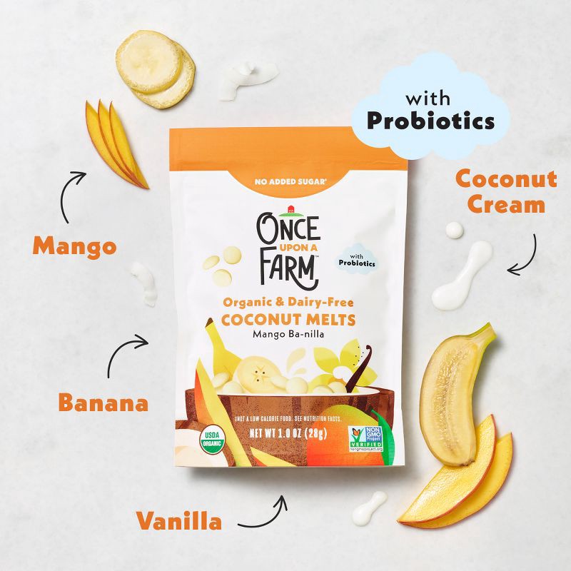 slide 3 of 10, Once Upon a Farm Coconut Melts Mango Baby Snacks - 1oz, 1 oz