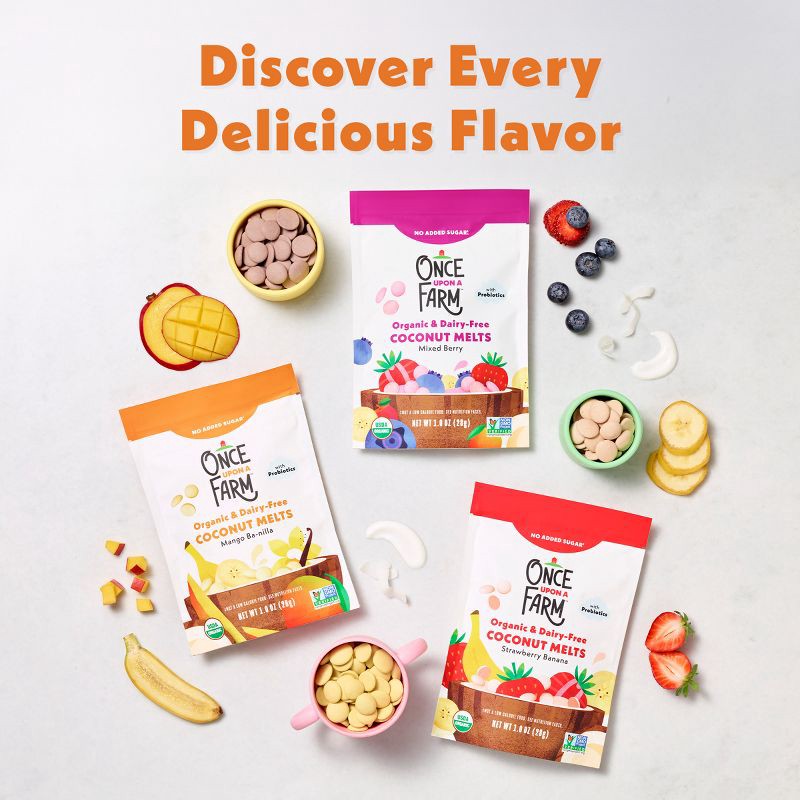 slide 6 of 10, Once Upon a Farm Coconut Melts Mango Baby Snacks - 1oz, 1 oz