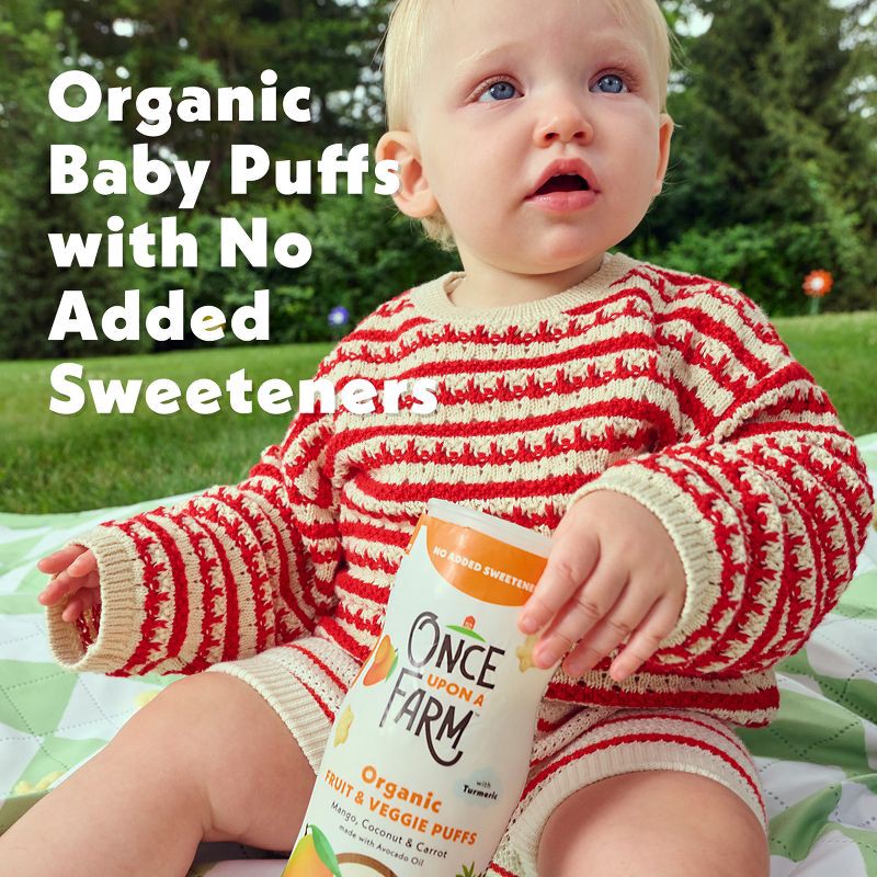slide 7 of 9, Once Upon a Farm Organic Fruit & Veggie Puffs Baby Food - Mango, Coconut & Carrot - 1.5oz, 1.5 oz