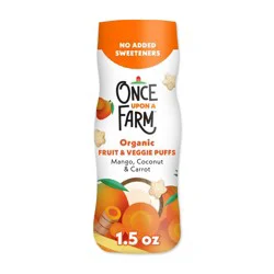 Once Upon a Farm Organic Fruit & Veggie Puffs Baby Food - Mango, Coconut & Carrot - 1.5oz