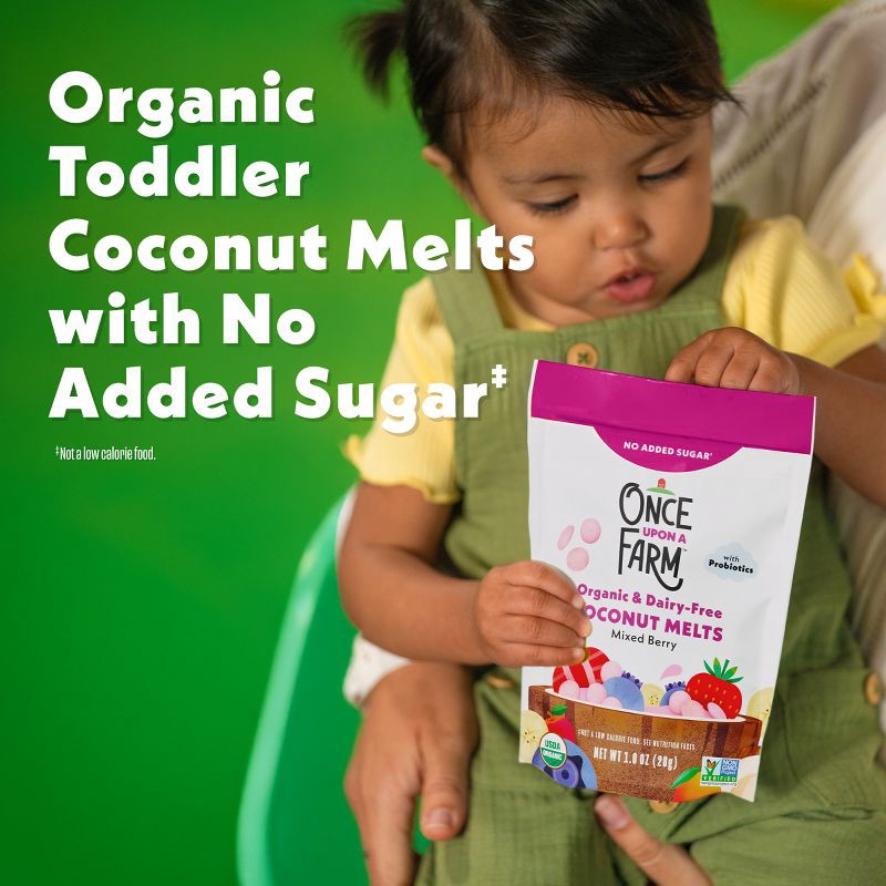 slide 3 of 8, Once Upon a Farm Organic Dairy-Free Coconut Melts Mixed Berry Baby Food - 1oz, 1 oz