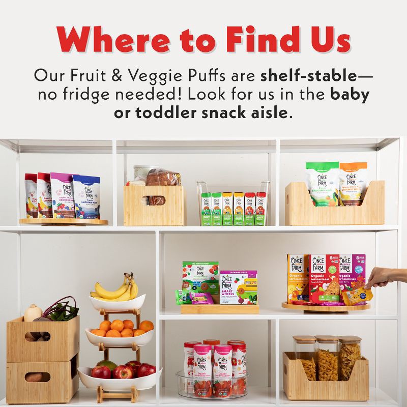 slide 11 of 11, Once Upon a Farm Fruit & Veggie Puffs Apple Sweet Potato & Coconut Baby Snacks - 1.5oz, 1.5 oz