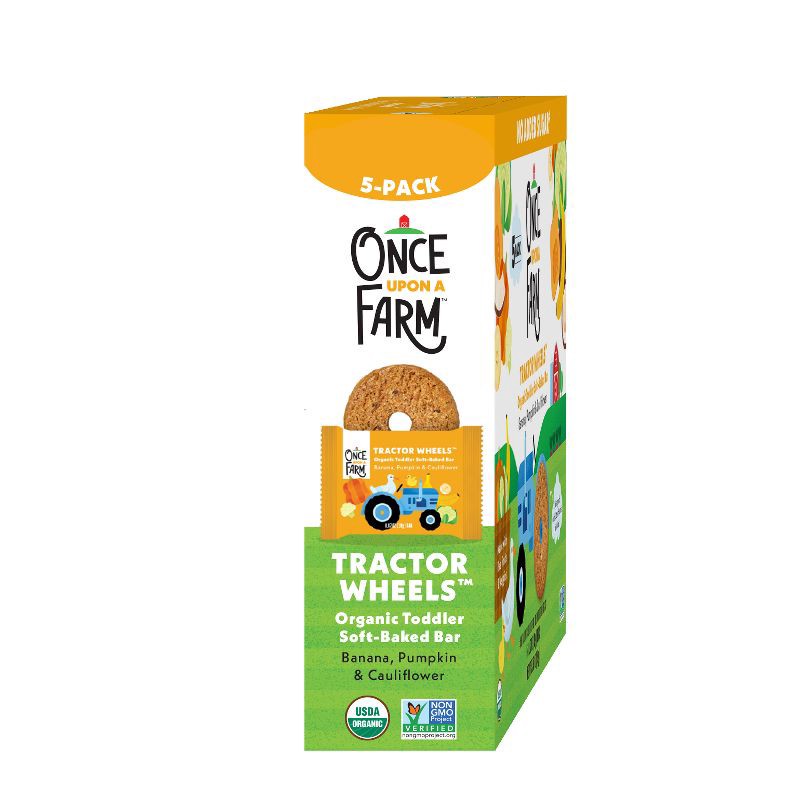 slide 8 of 11, Once Upon a Farm Tractor Wheels Banana Pumpkin & Cauliflower Baby Snacks - 3.35oz, 3.35 oz