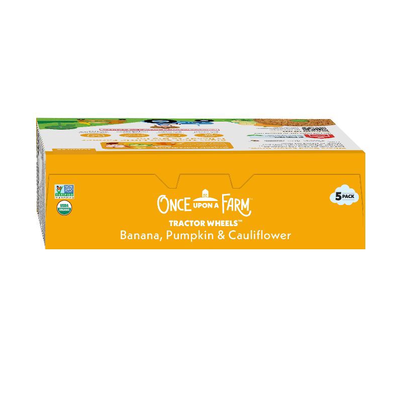 slide 9 of 11, Once Upon a Farm Tractor Wheels Banana Pumpkin & Cauliflower Baby Snacks - 3.35oz, 3.35 oz