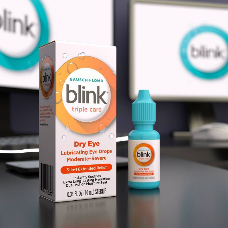 slide 2 of 10, Blink Triple Care Hydrating and Lubricating Eye Drops for Dry Eyes - 10ml, 10 ml