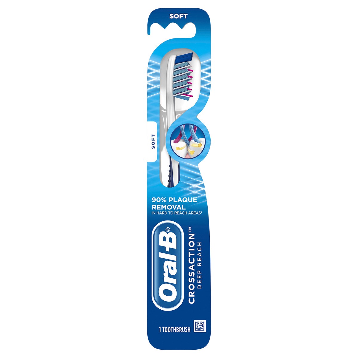 slide 4 of 5, Oral-B CrossAction Deep Reach Manual Toothbrush, Soft, 1 count, 1 ct