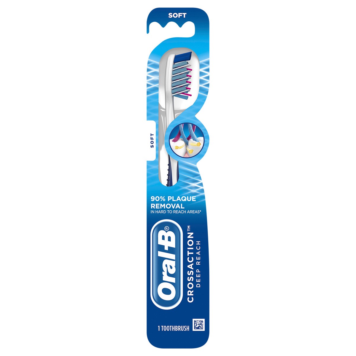 slide 1 of 5, Oral-B CrossAction Deep Reach Manual Toothbrush, Soft, 1 count, 1 ct