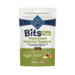 Blue Buffalo BLUE Bits Plus Digestion and Immune Support Daily Benefit Dog Treats, Soft & Chewy Chicken and Pumpkin Morsels, 9.5-oz. Bag