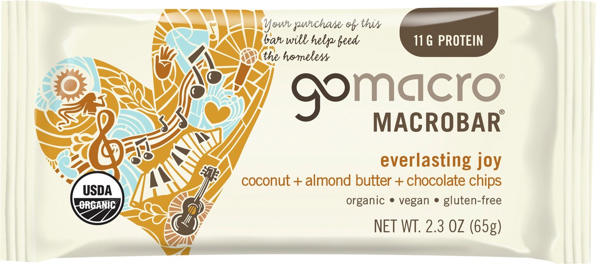 slide 1 of 1, GoMacro Coconut + Almond Butter + Chocolate Chips MacroBar, 2.3 oz