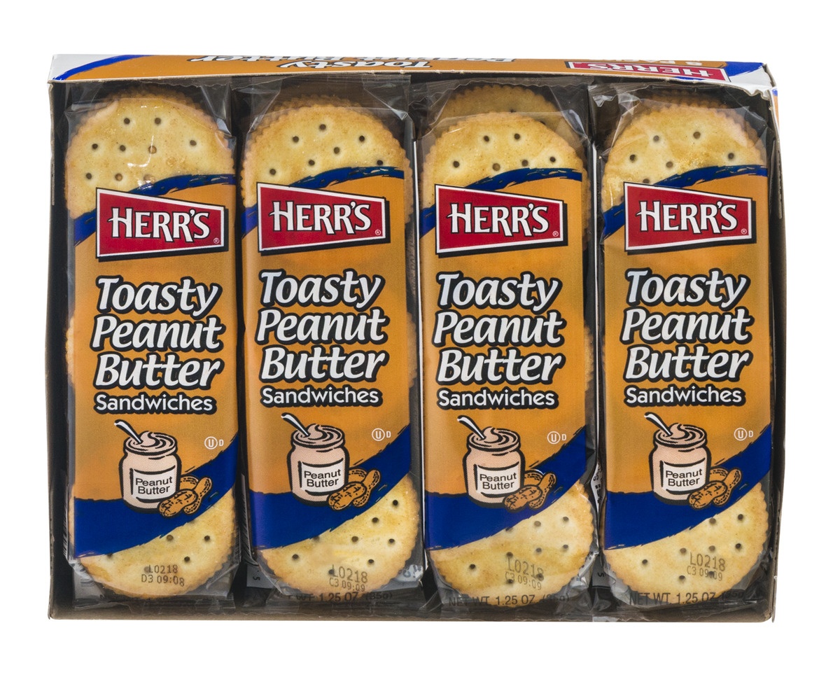 slide 1 of 1, Herr's Sandwiches, Toasty Peanut Butter, 10 oz