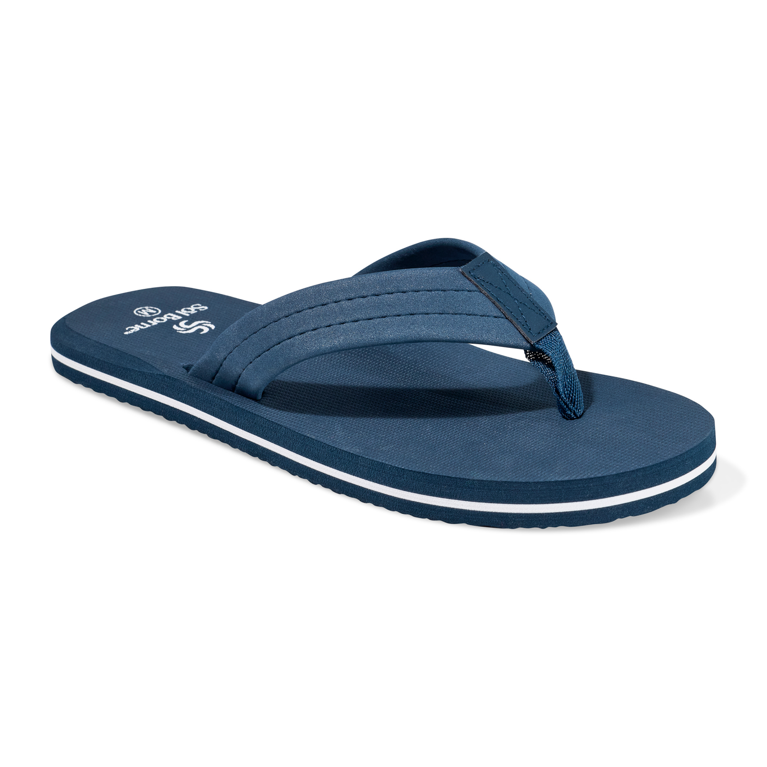 slide 1 of 6, Sol Borne Men's Neoprene Flip Flops, Navy, XL, XL