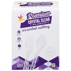 Giant Premium Colored Combo Crystal Clear Plastic Cutlery