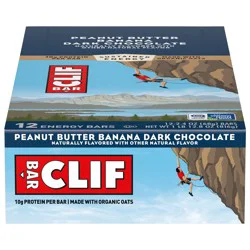 CLIF BAR - Peanut Butter Banana with Dark Chocolate Flavor - Made with Organic Oats - Energy Bars - Non-GMO - Plant Based Protein Bars (12 Pack)