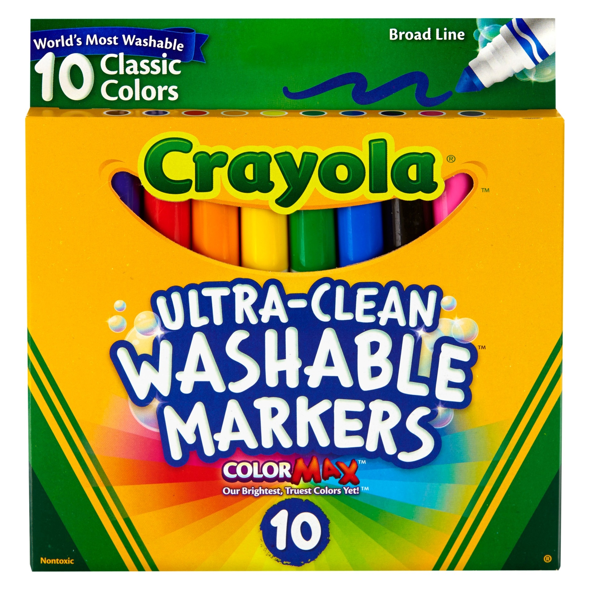 slide 1 of 5, Crayola Ultra-Clean Broad Line Washable ColorMax Markers, 10 ct