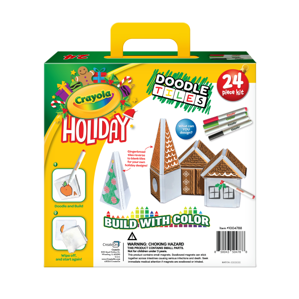 slide 3 of 5, CreateOn Crayola Magnetic Tiles, Gingerbread Doodle, Set Of 24 Pieces, 1 ct