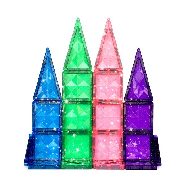 slide 4 of 5, CreateOn Crayola Magnetic Tiles, Glitter PIP, Set Of 24 Pieces, 1 ct