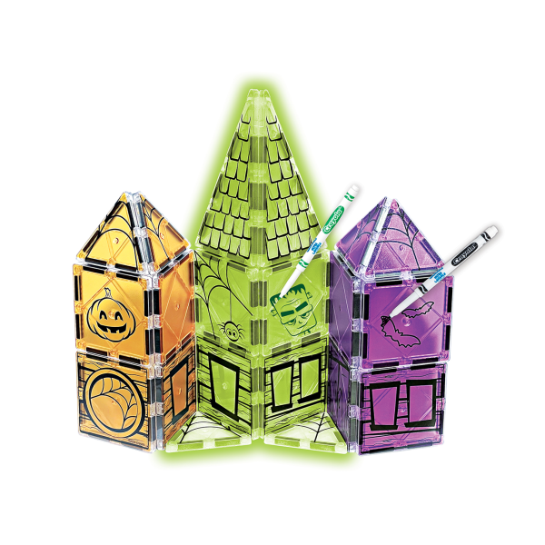 slide 4 of 5, CreateOn Crayola Magnetic Tiles, Halloween Haunted House, Set Of 24 Pieces, 1 ct