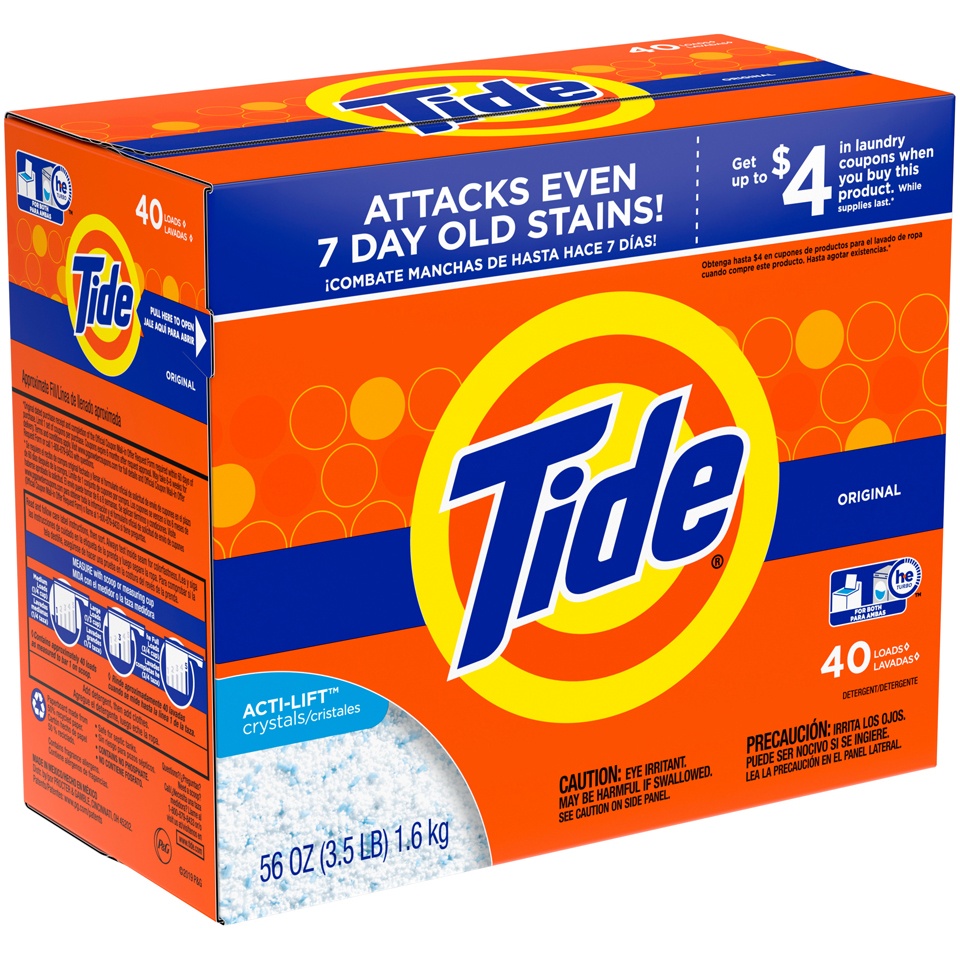 slide 2 of 3, Tide Powder Laundry Detergent, Original, 40 loads, 56 oz, 56 oz