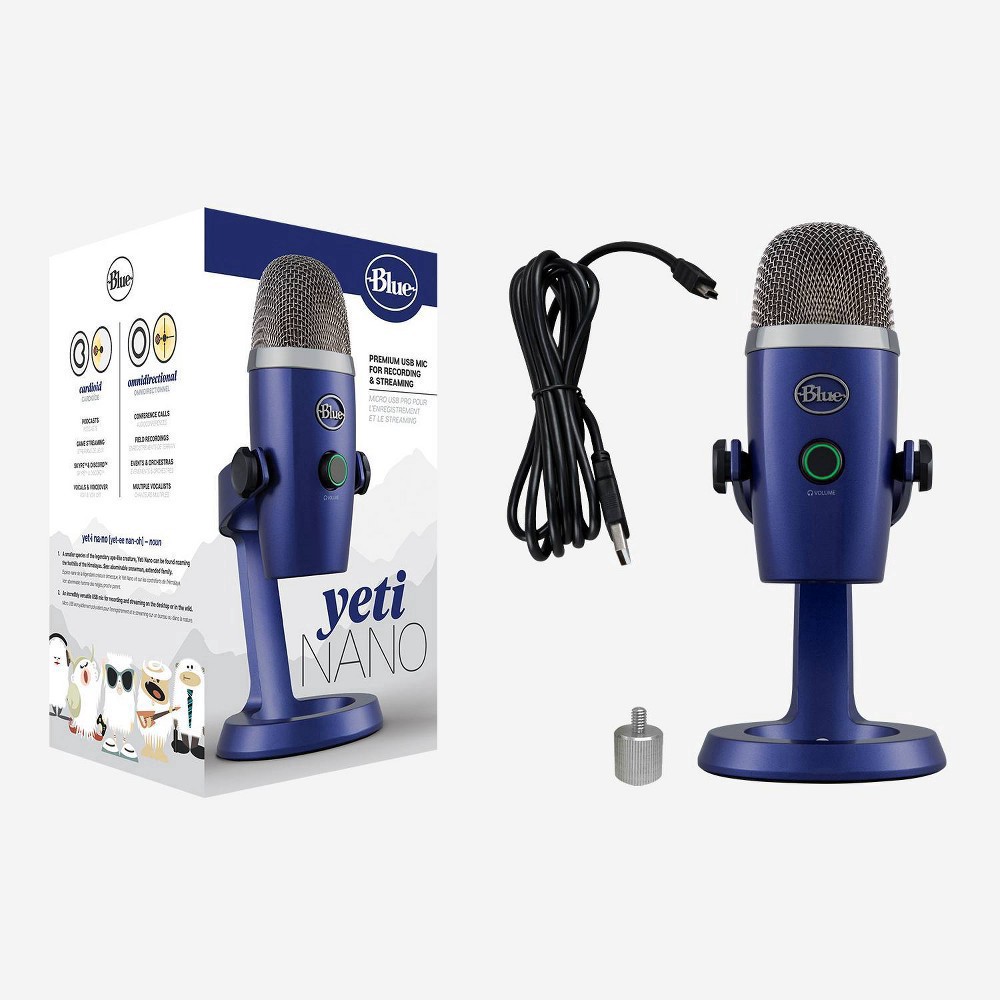 slide 7 of 7, Logitech Blue Yeti Nano Premium Usb Microphone For Recording And Streaming, Vivid Blue, 988-000089, 1 ct