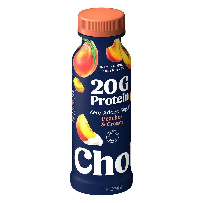 slide 4 of 9, Chobani 20g Peaches & Cream Yogurt Drink - 20g Protein 10 fl oz, 20 gram, 20 gram, 10 fl oz