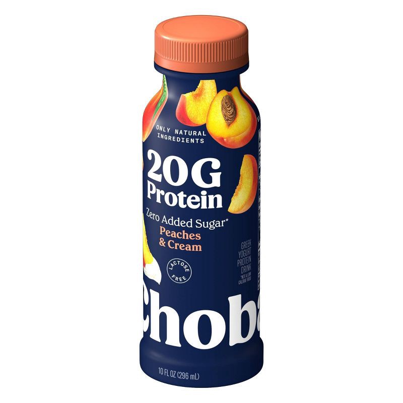 slide 5 of 9, Chobani 20g Peaches & Cream Yogurt Drink - 20g Protein 10 fl oz, 20 gram, 20 gram, 10 fl oz