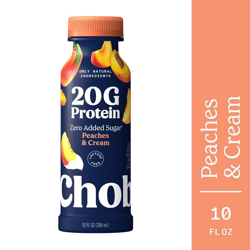 slide 8 of 9, Chobani 20g Peaches & Cream Yogurt Drink - 20g Protein 10 fl oz, 20 gram, 20 gram, 10 fl oz