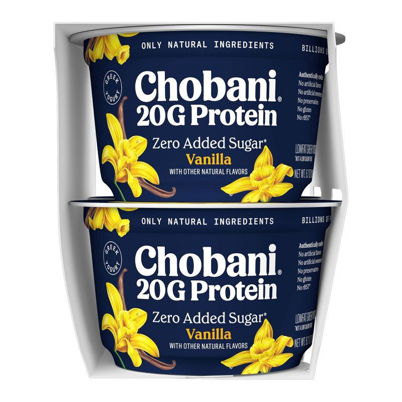 slide 7 of 7, Chobani High Protein Vanilla Greek Yogurt - 20g Protein 26.8oz/4ct Cups, 20 gram, 26.8 oz, 4 ct