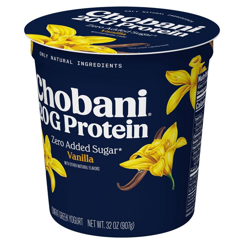 slide 3 of 9, Chobani 20g Protein Vanilla Greek Yogurt - 32oz, 20 gram, 32 oz