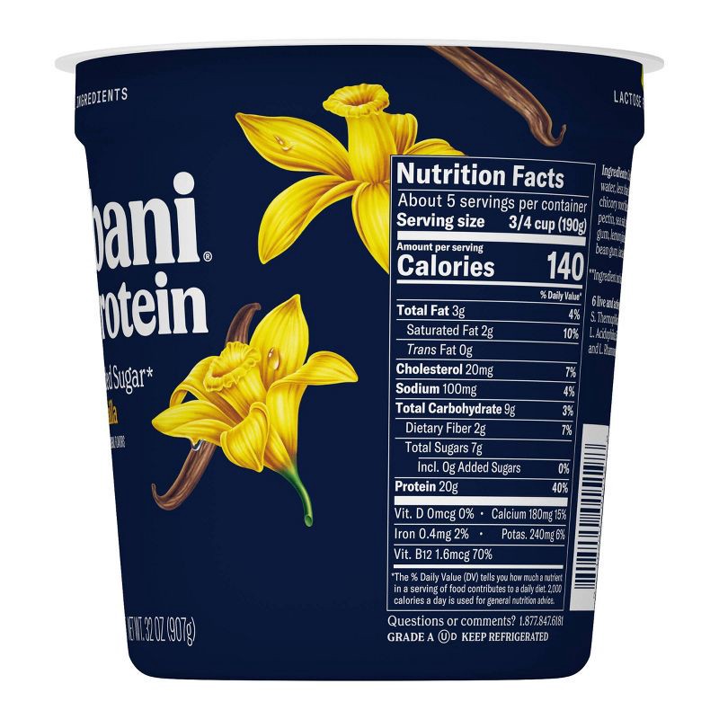 slide 4 of 9, Chobani 20g Protein Vanilla Greek Yogurt - 32oz, 20 gram, 32 oz