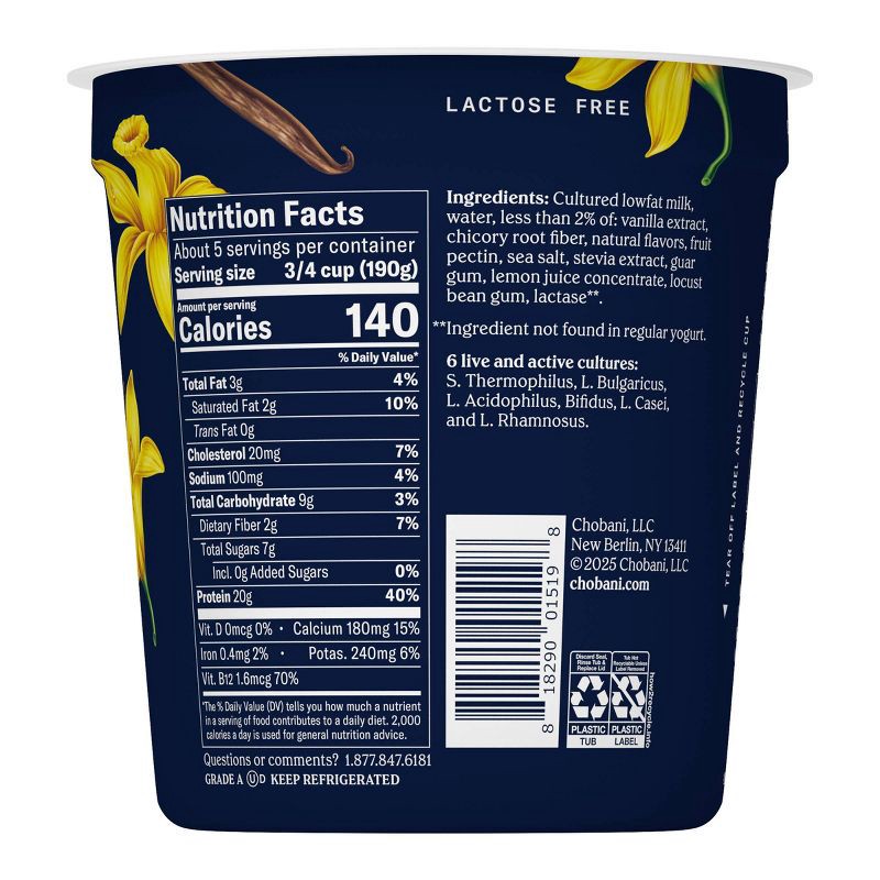 slide 5 of 9, Chobani 20g Protein Vanilla Greek Yogurt - 32oz, 20 gram, 32 oz