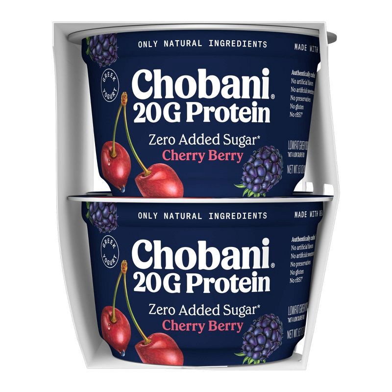 slide 3 of 7, Chobani High Protein Cherry Berry Greek Yogurt - 20g Protein 26.8oz/4ct Cups, 20 gram, 26.8 oz, 4 ct