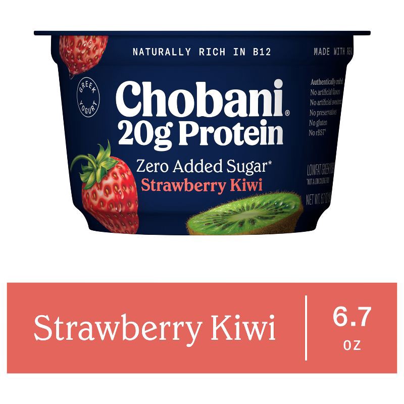 slide 2 of 8, Chobani 20g Protein Strawberry Kiwi Greek Yogurt - 20g Protein 6.7oz, 20 gram, 20 gram, 6.7 oz