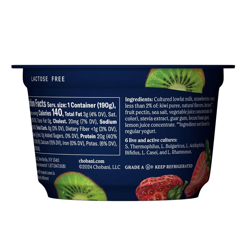 slide 4 of 8, Chobani 20g Protein Strawberry Kiwi Greek Yogurt - 20g Protein 6.7oz, 20 gram, 20 gram, 6.7 oz